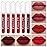 evpct 6Pcs Liquid Matte Lipstick Lipgloss Set for Women Dark Deep Bright Ruby Blood Brick Plum Mauve Rose Red labiales mate 24 horas originale matte larga duracion 24 Hour Lipstick Long Lasting