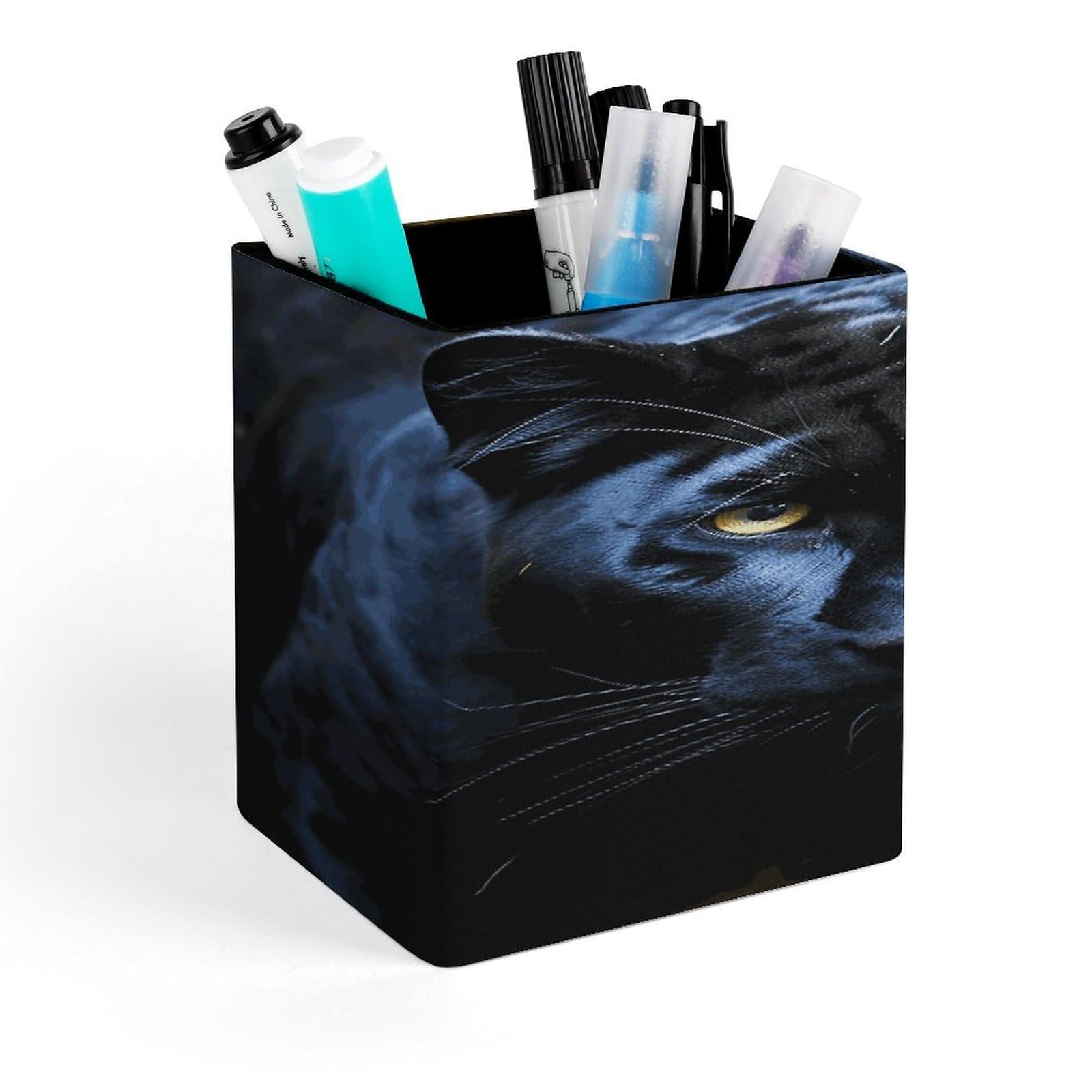 FekiLoot Panther Custom Desk Pen Holder Office Accessories Square Pen Container Box Desk Organizer Brush Holder