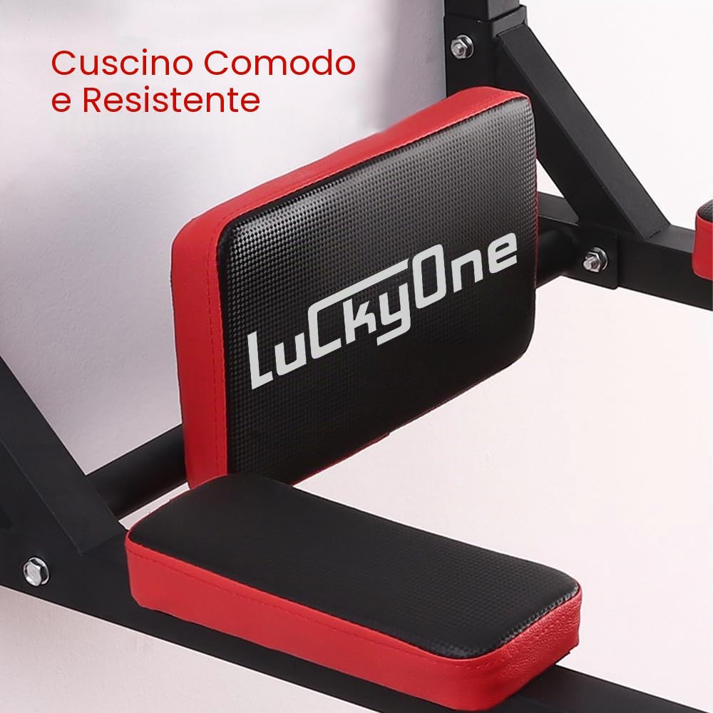 Luckyone Barra multifunzione da parete, per trazioni e menti, per palestra domestica, allenamento al chiuso, supporta fino a 200 kg