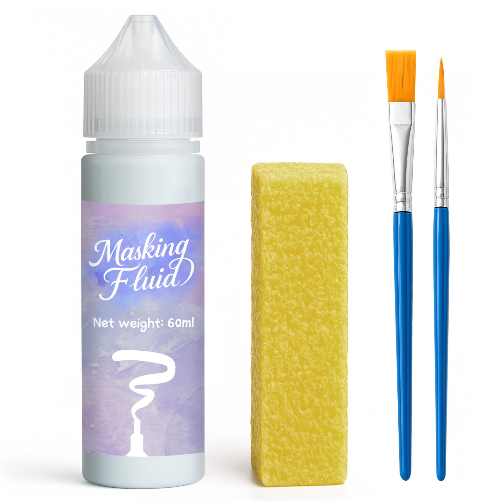 1Dfaul Blue 60Ml Masking Fluid For Watercolor Painting, Art Watercolor Masking Fluid Precise White Space, Easy Peel-Off, Water Based Latex, For Artists, Beginners, Diy Canvas Protection (Blue)