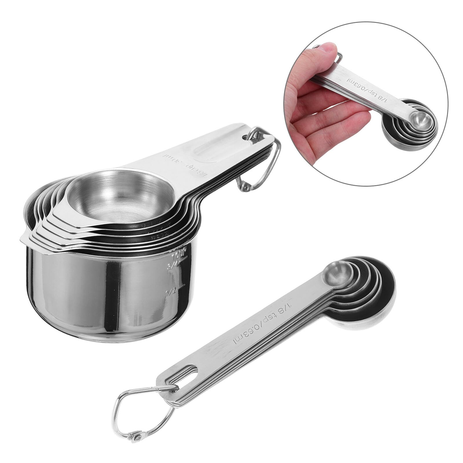 Gatuida 2ensembles Tasses et Cuillères Doseuses Métal Tasses et Cuillères Doseuses pour Liquides et Ingrédients Secs pour Cuisine Pâtisserie