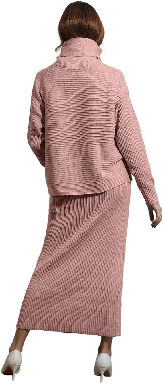 utcoco Women's Pullover Sweaters 2 Piece Outfits Long Sleeve Knit Pullover and Long Skirt Sweater Sets - Image 4