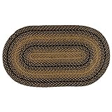 V0310-IHF Home Decor Jute Braided Rug | Oval Indoor Outdoor Area Carpet | Black, Tan Floor Hand...