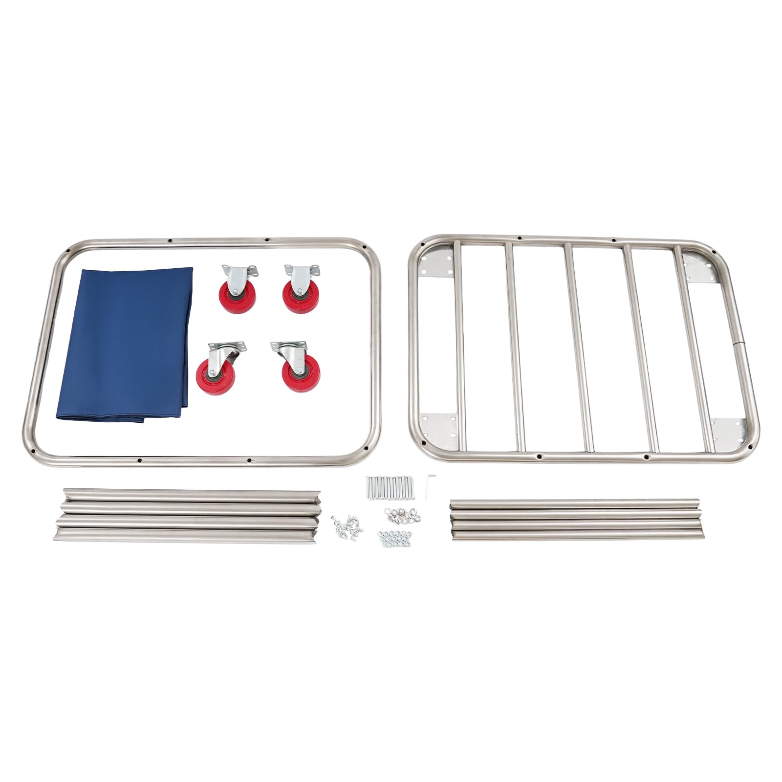 Carrito de lavandería con ruedas de acero inoxidable, 90 x 65 x 80 cm, con tela Oxford, capacidad de carga de 260 libras, carrito de lavandería comercial, para hotel, lavandería, cesta para la colada
