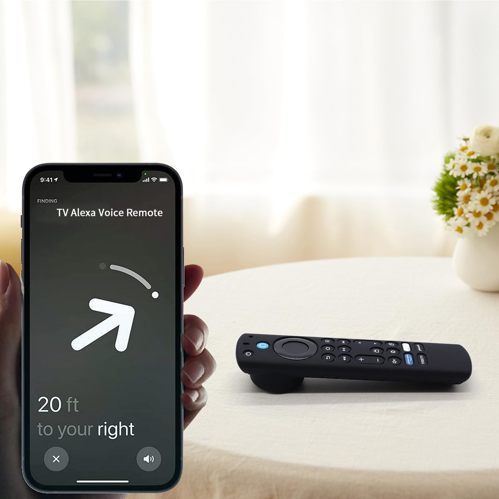 Funda para mando a distancia Toshiba Airtag Glow para Insignia TV NS-RCFNA-21 CT-RC1US-21 CT-95018 Alexa Voice Remote Control con soporte para calcomanía de azulejos, funda de silicona para calcomanía