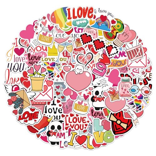 Valentines Stickers, 100 PCS Love Stickers, Valentines Sticker for Kids, Heart Sticker Crafts for Kids Classroom, Self-Adhesive Vinyl Waterproof...