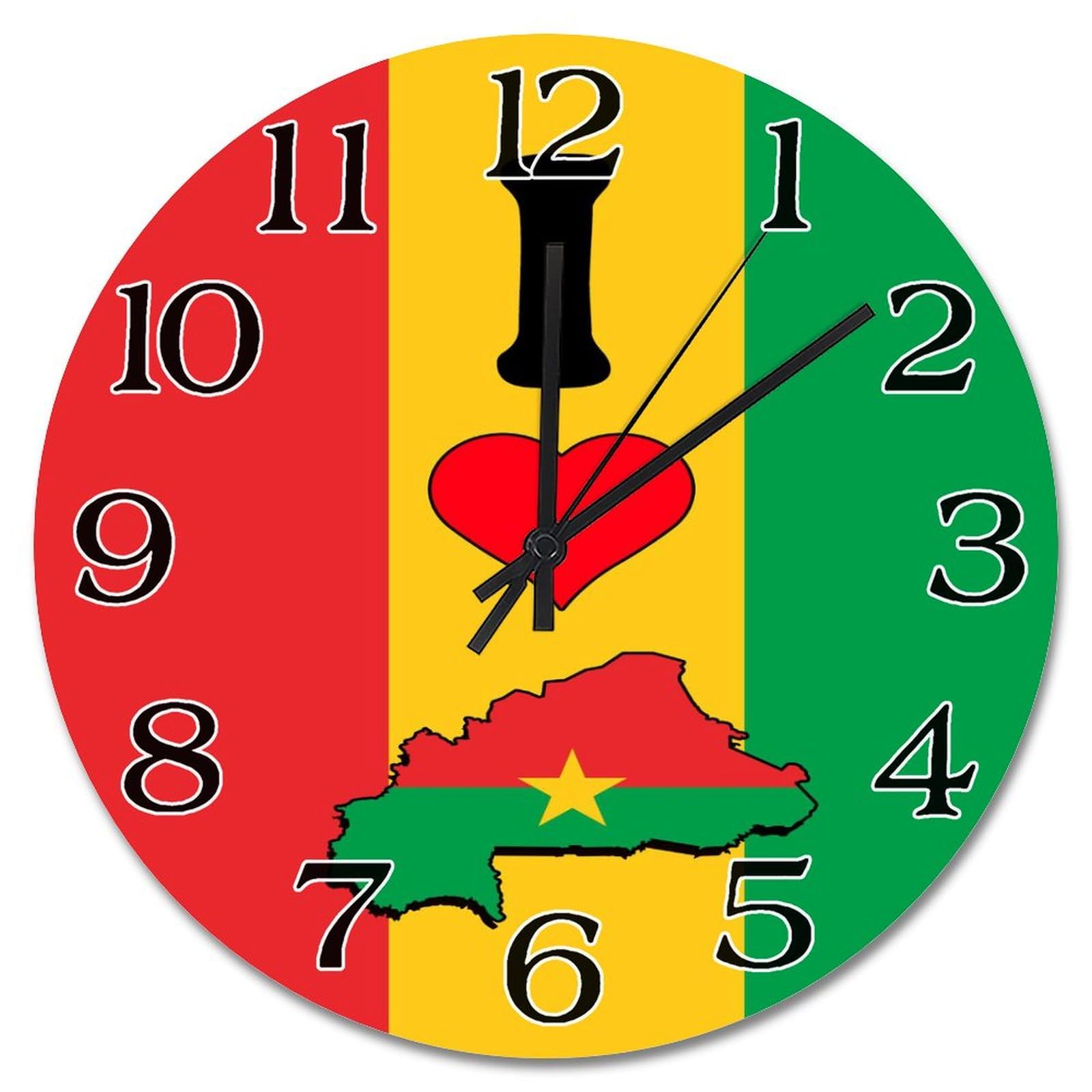 Horloge murale en bois du Burkina Faso : décoration artisanale rustique et chic