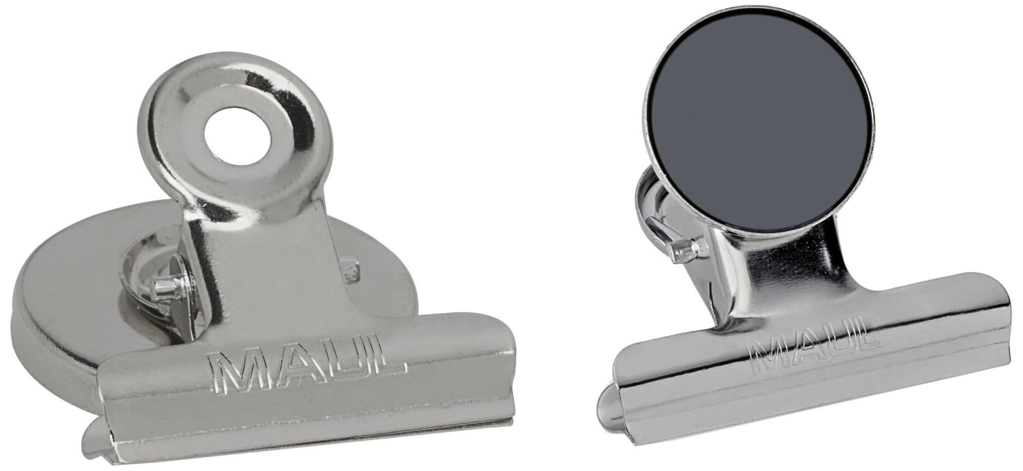 MAUL 2184096 Papier magnétique Pinces avec protection d'écran, Largeur 20 mm, 2 Pièces, 43 x 40 mm, argent/métal