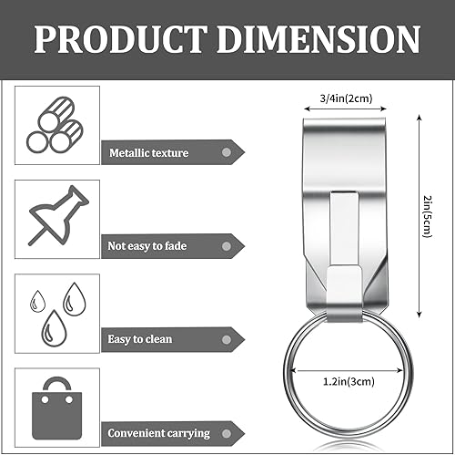 Miniatura 2 de Moxweyeni 4 piezas de clip de llave para cinturón, llavero de metal de seguridad, anillo de clip para hombres, suministros de oficina en casa