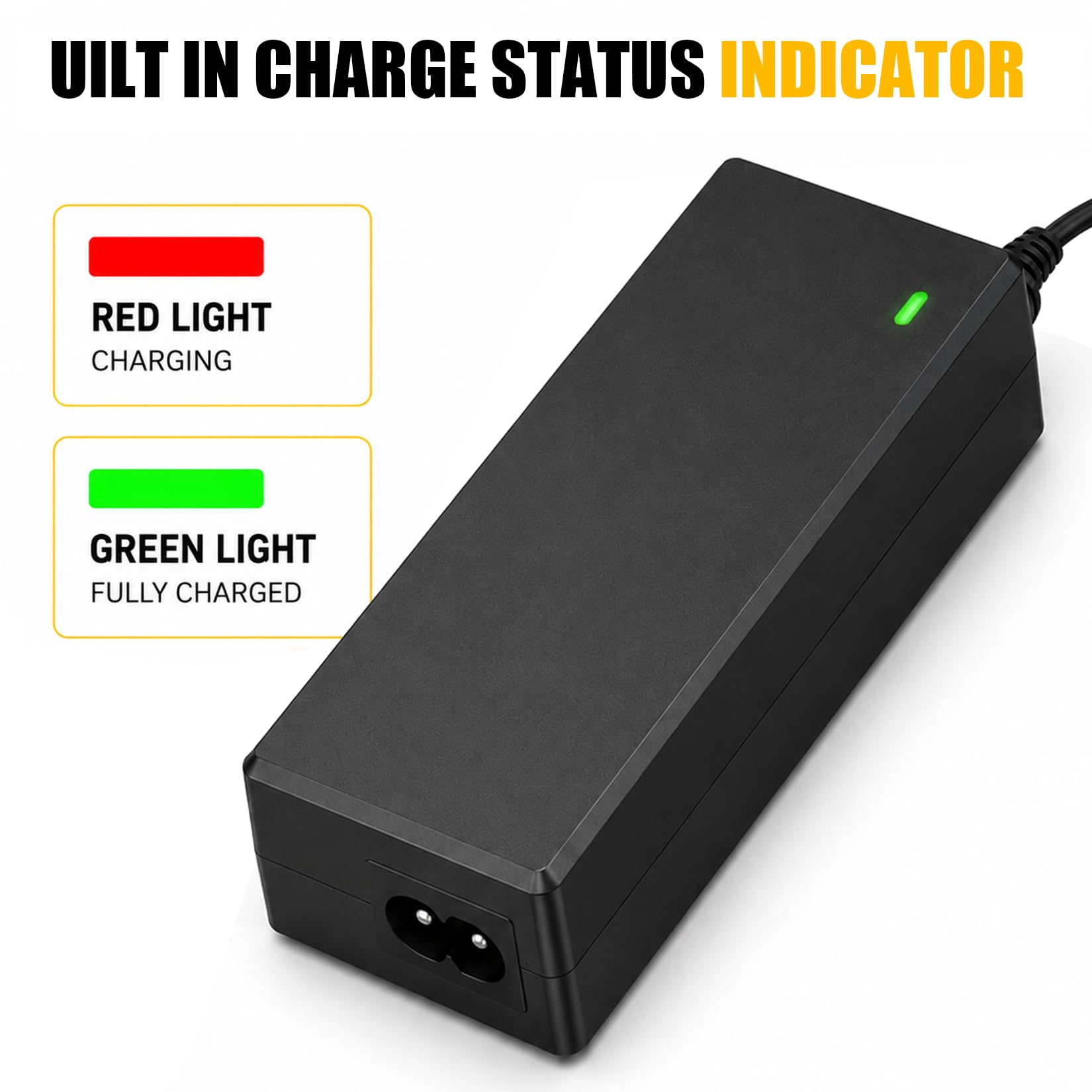 Idota Ładowarka 42 V 2 A do rowerów elektrycznych i skuterów elektrycznych, akumulator 36 V, kabel do ładowania z 6 adapterami i wskaźnikiem LED, uniwersalna szybka ładowarka do rowerów elektrycznych
