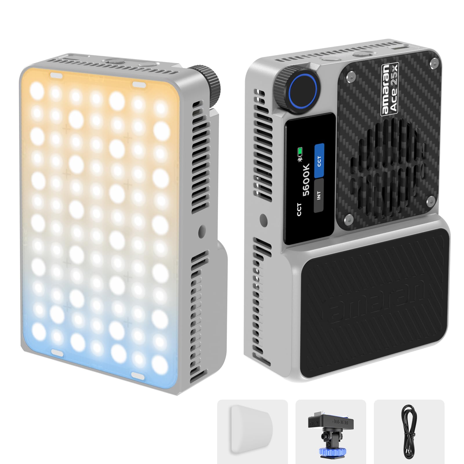 Amaran Ace 25x Pocket Bi-Color LED Light: Boost Mode Up to 32W, Bi-Color Mini Video Light (2,700-6,500K), 1,636 Lux@1m, 4,500mAh Battery with PD Fast