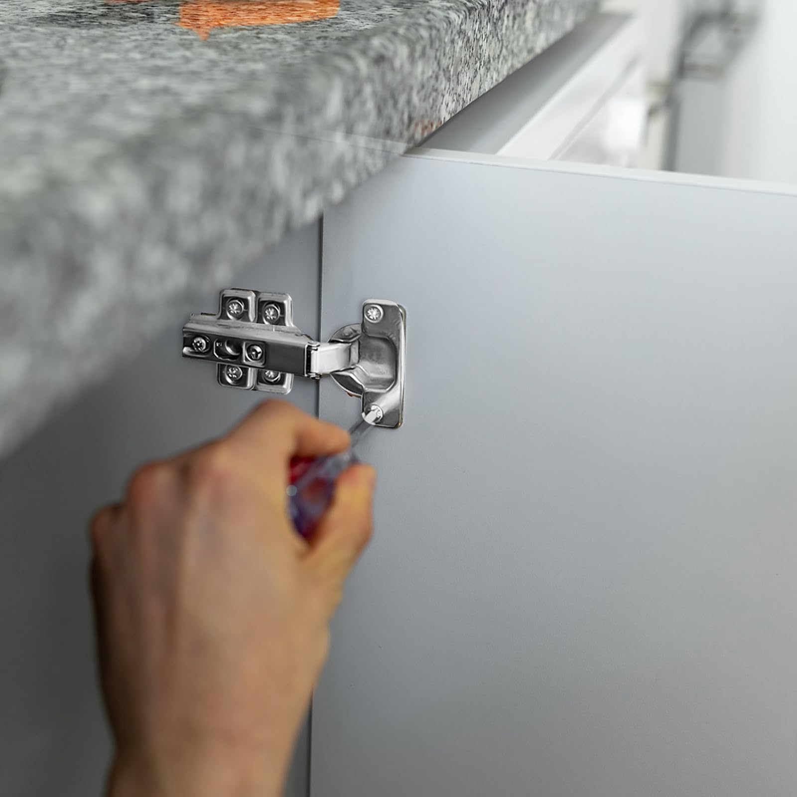 SOLUSTRE 12 Piezas Bisagras de Cierre Automático para Puertas de Armarios de Acero Inoxidable Bisagra de Puerta de Armario Plata Amortiguación Resistente Corrosión y Gabinete