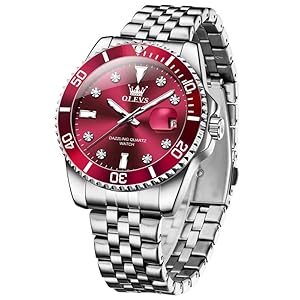 OLEVS Mens Watch, Large Face Silver Stainless Steel Analog Quartz Waterproof Watch, Luxury Diamond with Date Watches for Men