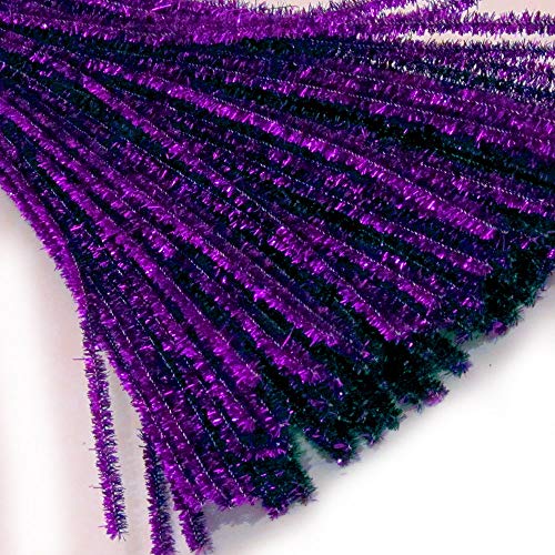 The Crafts Outlet Chenille Sparkly Stems, Pipe Cleaner, 12-in (30-cm), 100-pc, Purple