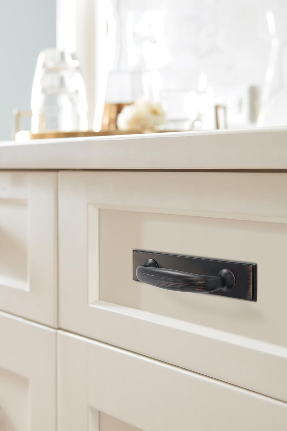 Amerock Maymont 3 inch (76mm) Center-to-Center Rectangle Oil-Rubbed Bronze Cabinet Pull Backplate, BP37587ORB