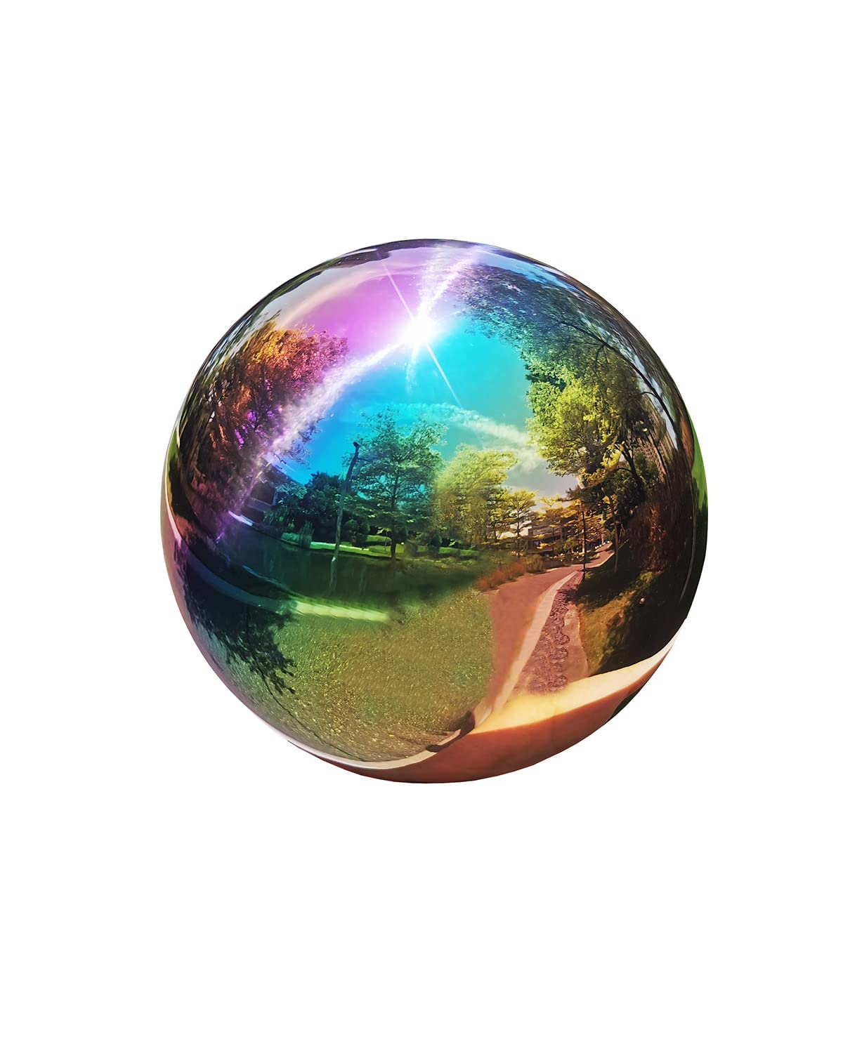 PangmaoRainbow Gazing Globe Mirror Ball in Stainless Steel, Shiny Hollow Sphere Sparkling Housewarming Outdoor Ornament (6 Inch)