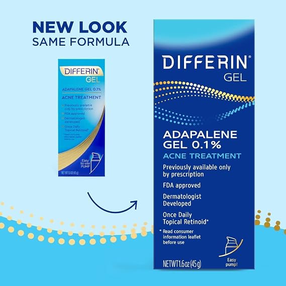 Differin Acne Retinoid Treatment Gel, 0.1% Adapalene, 45g Pump