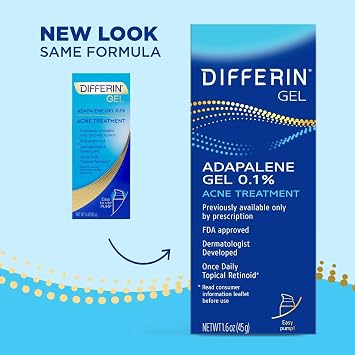 Differin Acne Retinoid Treatment Gel, 0.1% Adapalene, 45g Pump
