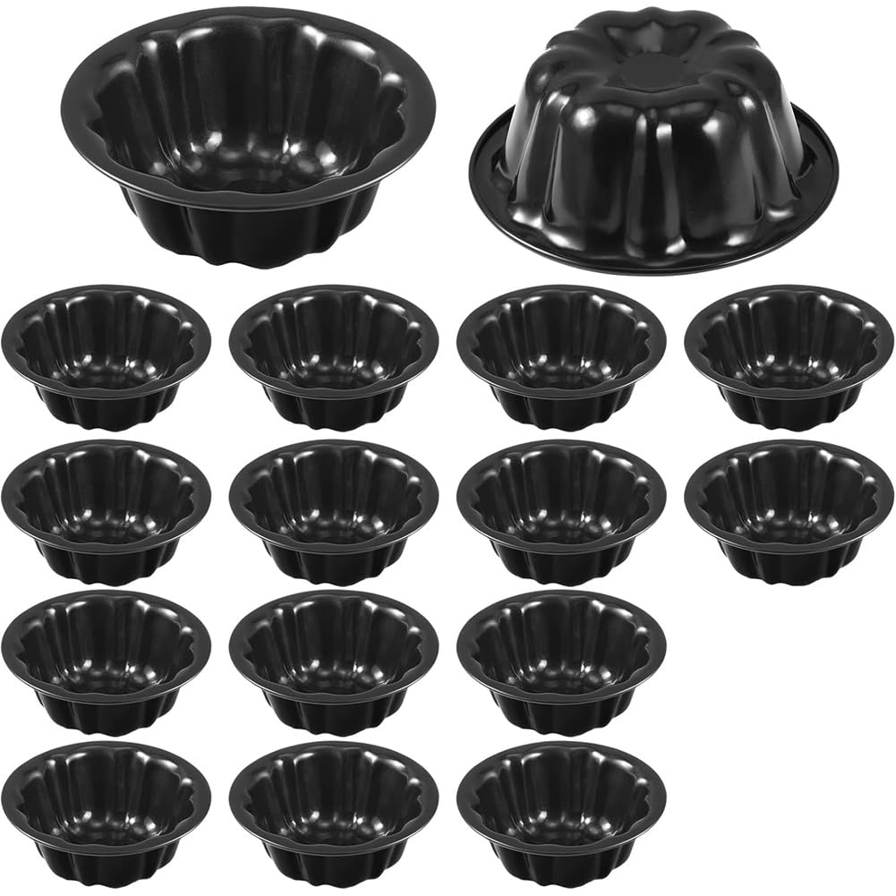 Aundhegrtt Baking Tray Set 1set/16pcs Carbon Steel Black Pumpkin Cake Mold, Household Baking Utensil Donut Mold,Mini Cake Pan