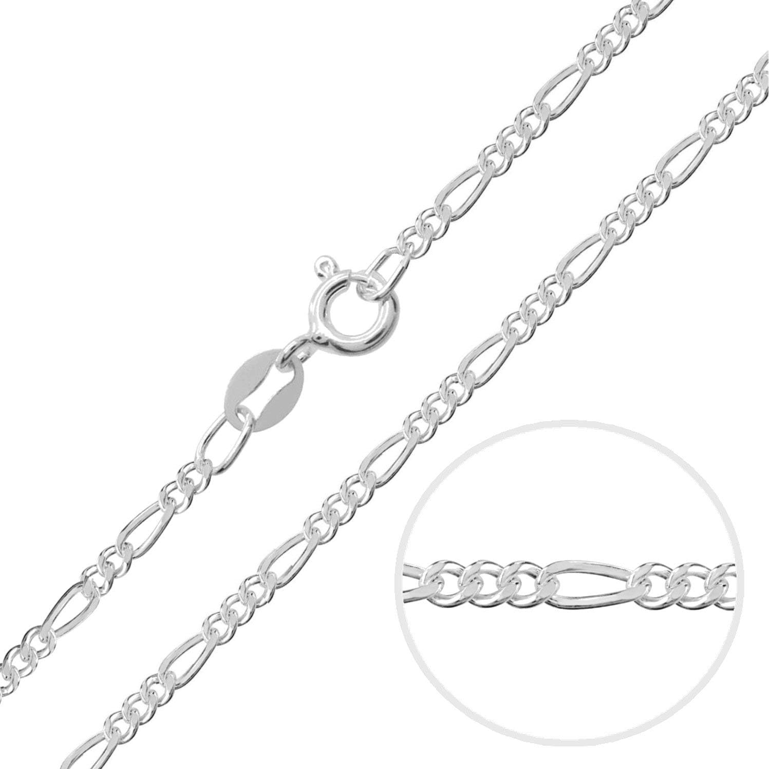 Designer Inspirations Boutique 24" Inch Sterling Silver 2.1 mm Thick Figaro Chain Necklace for Women Men Unisex - Image 3