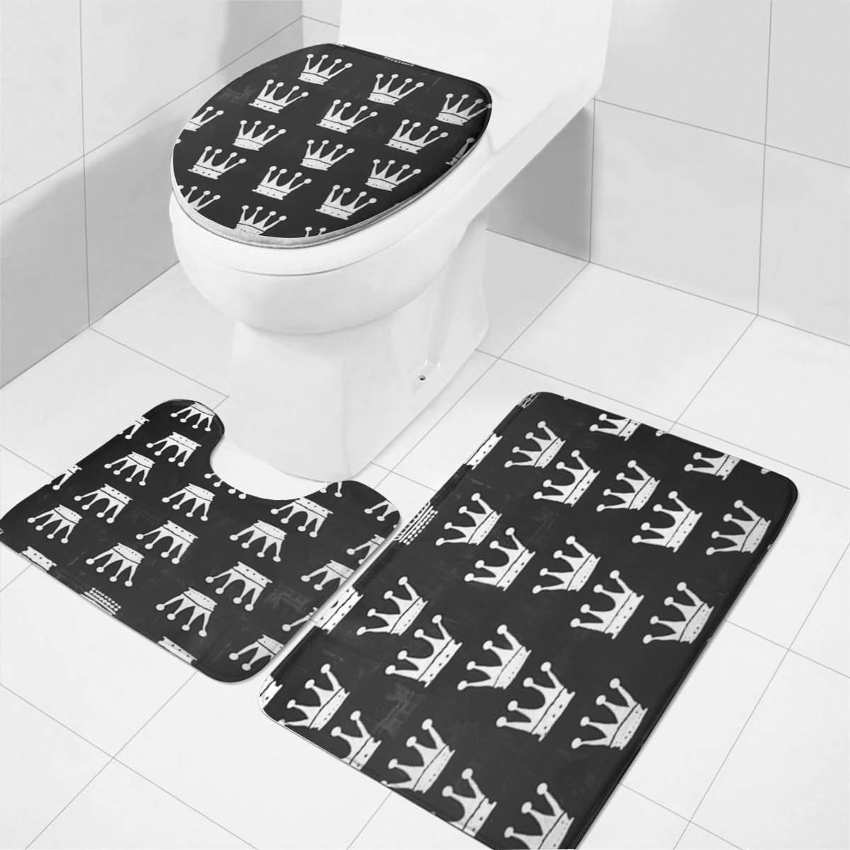 Krone tapis de salle de bain absorbants antidérapants ensemble de luxe 3 pièces