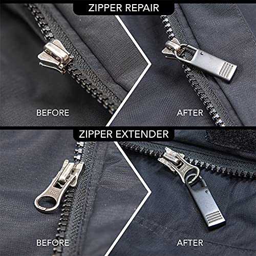 Zipper Pull Replacement. 4X Black Heavy Duty Replacment Zippers Pull tab for Broken Jacket, Coat, Luggage, Suitcase, Backpack, Boot and More. Easy Clip on Puller Parts