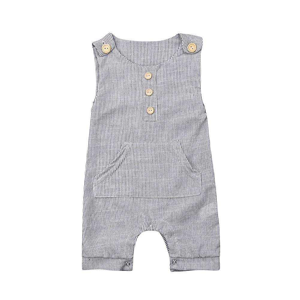 Douhoow Unisex Infant Baby Clothes Boy Girl Overalls Jumpsuit Romper with Short Legs (0-3 M, Stripe)