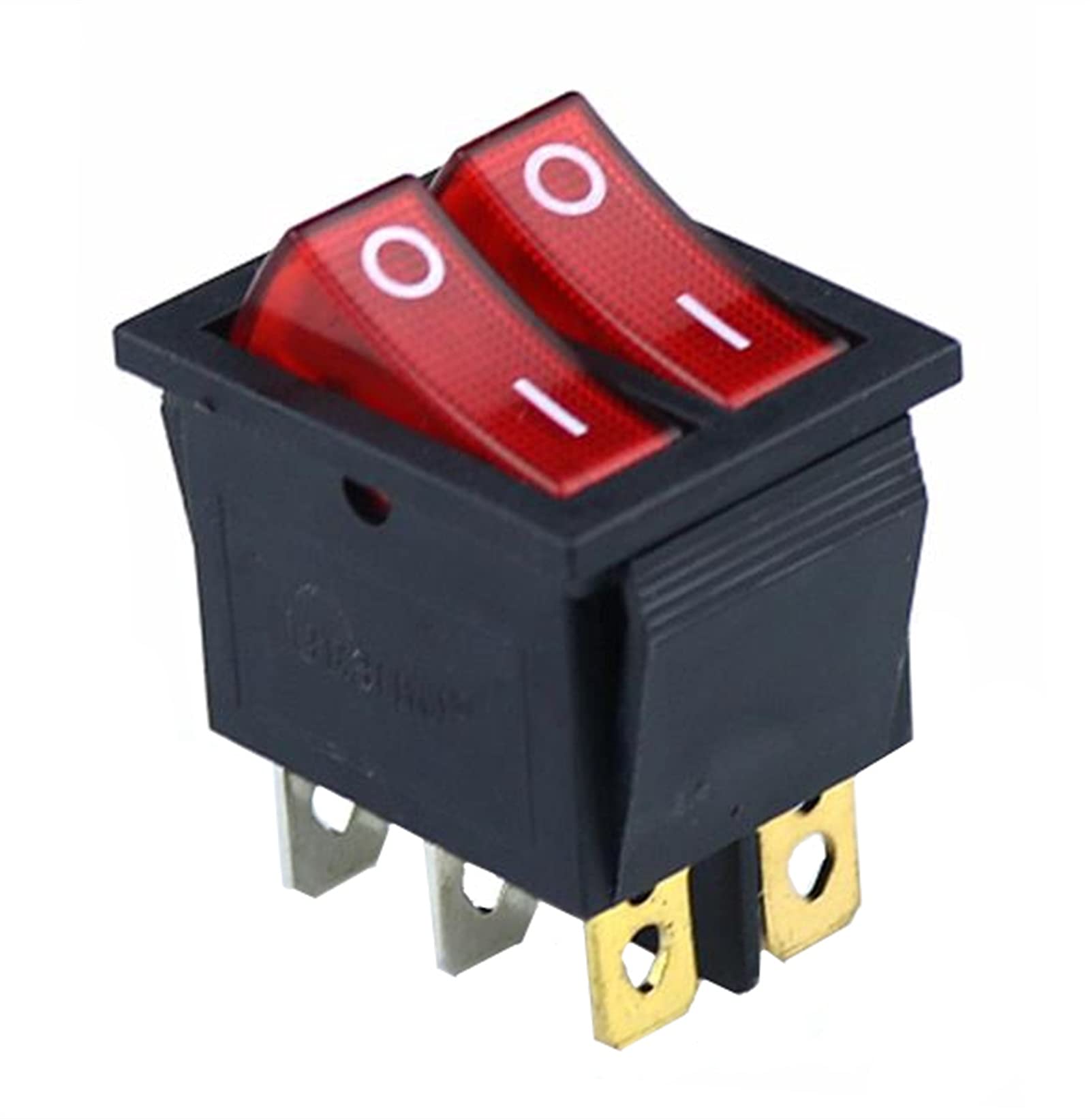KCD2 Interruttore a bilanciere Doppio for Barche 6 Pin on-off con Luce Rossa Verde 20A 125VAC (Colore : Rosso) (Color : Rot)