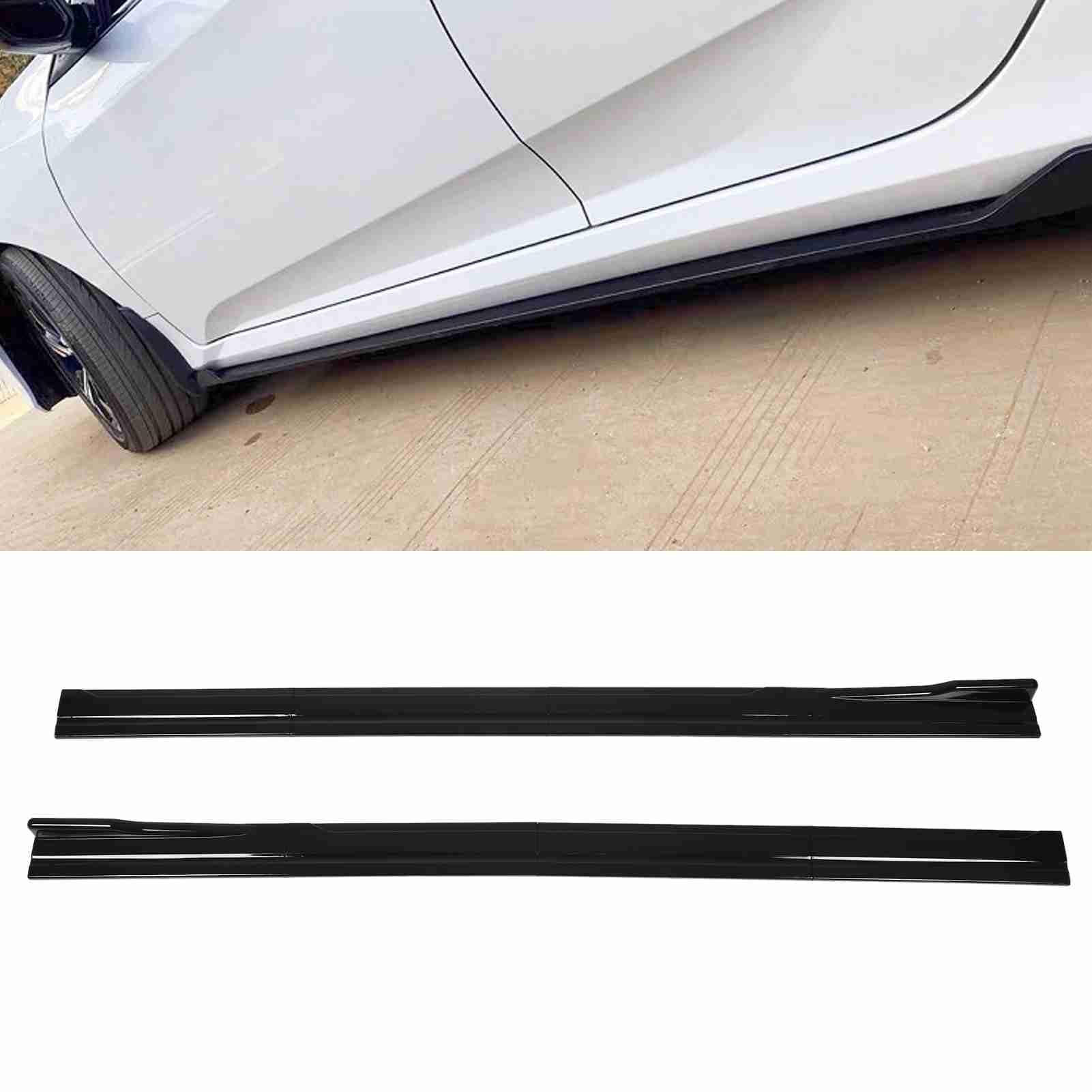 Minigonne laterali universali per auto, diffusori ad alette per minigonne laterali posteriori, estensione minigonne laterali in ABS da 2 m/78,7 pollici per, ridurre la resistenza (Nero lucido)