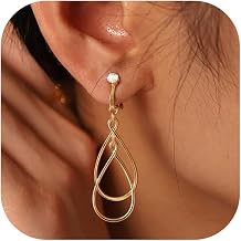 Awinesn Clip on Earrings for Women Statement Drop Dangle Earrings for Women Jewelry Hypoallergenic Trendy 14K Gold/Silver Plated Earring Non Pierced Earring Jewelry Gifts Wedding Party Fashion Trendy Jewelry Gifts