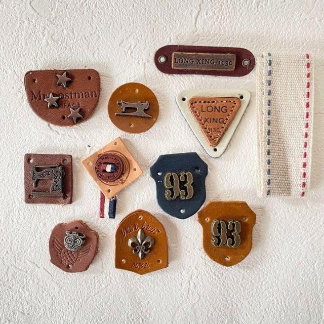 Amazon.co.jp: 本革 レザー エンブレム レザーパッチ ワッペン リネン