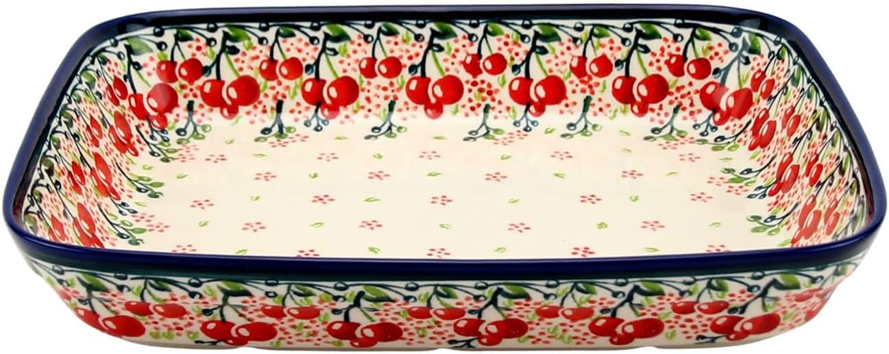Polish Pottery Market Rectangular Baking Dish 10 x 8" Hand Made by Zaklady Boleslawiec Poland, Oven Safe, Dishwasher Safe