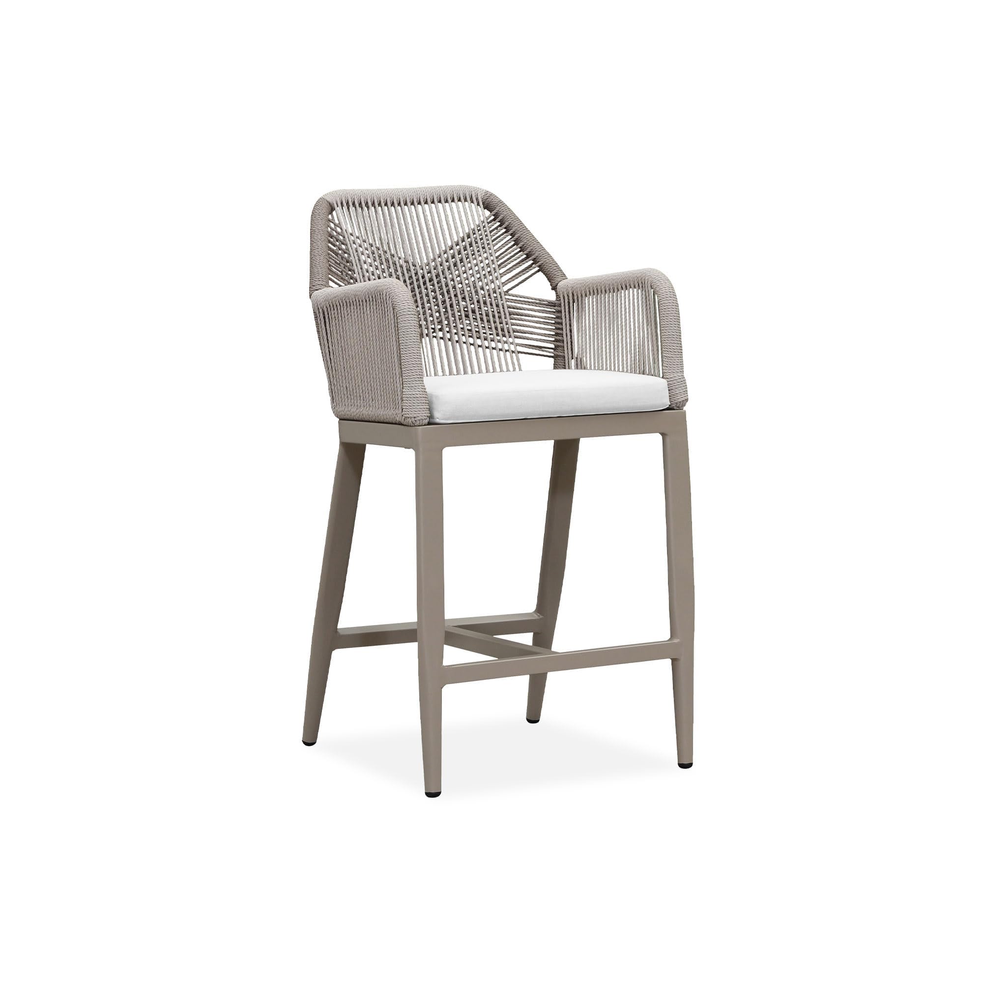 PURPLE LEAF 1 Piece Counter Height Bar Stool with Arms &amp; Cushion, Champagne