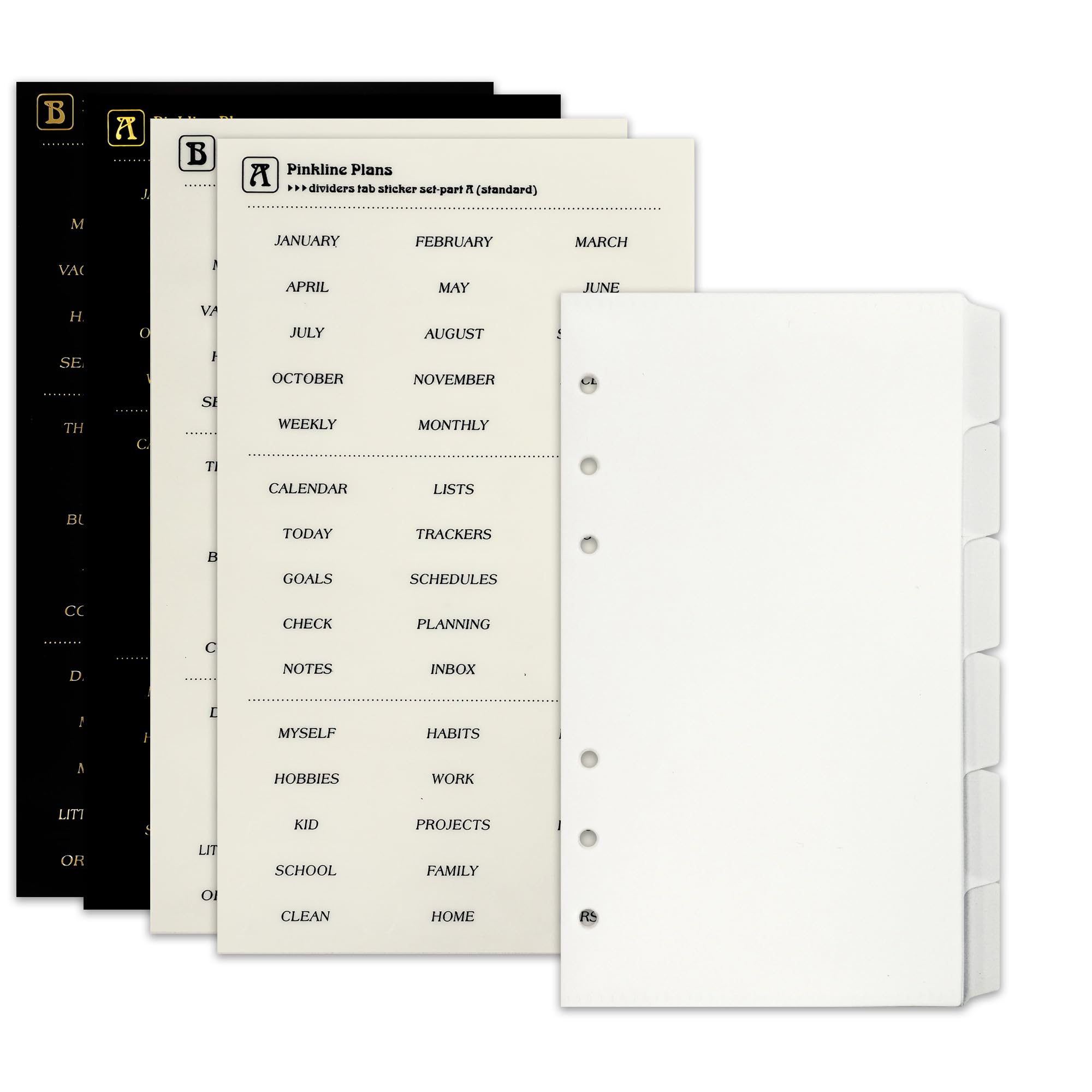 Zelten PP Binder Index Dividers with Folder & 4 Sheets Tab Stickers for Personal Organizer (PP White 6-Folder Tab, A6/6 Hole)