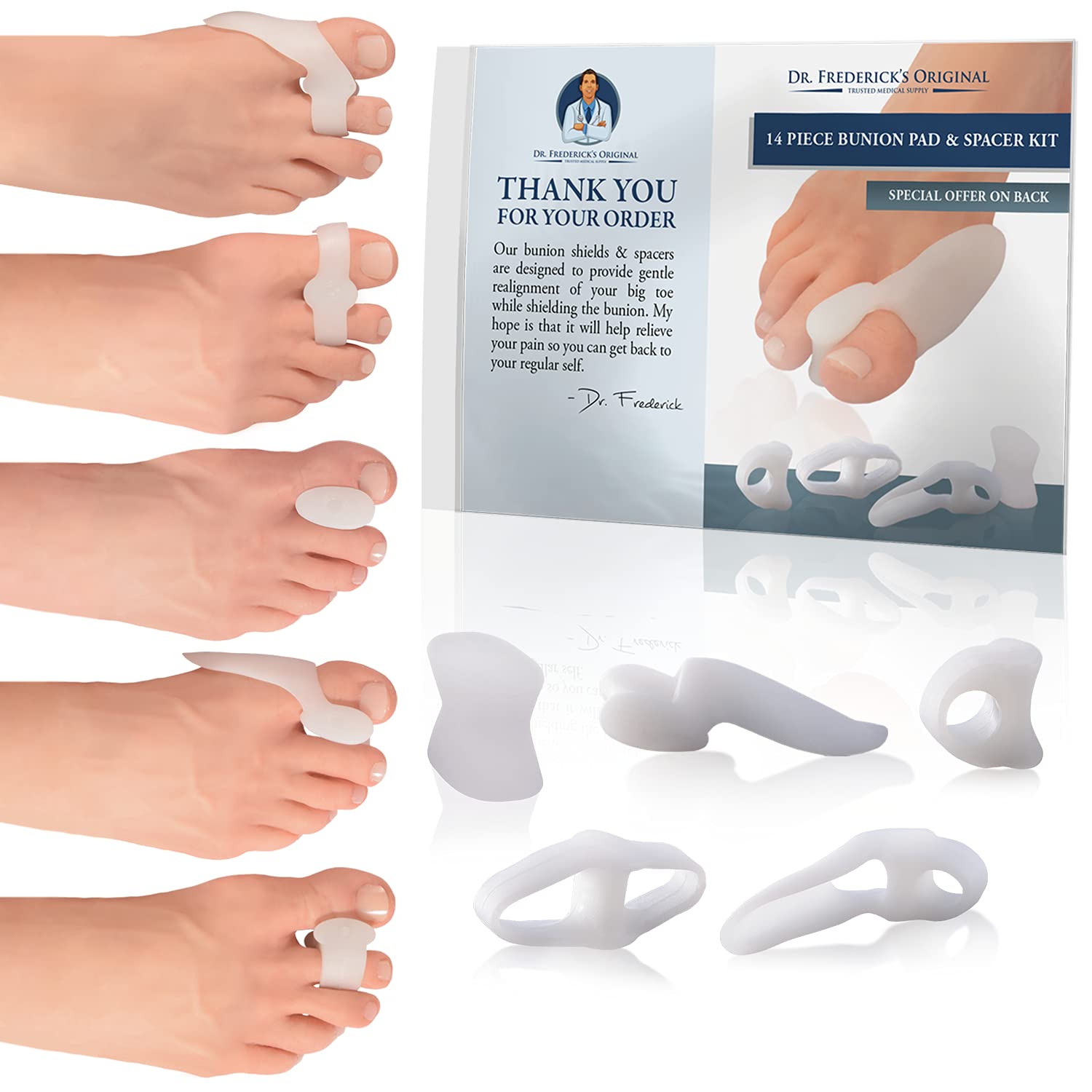 Buy Dr. Frederick's Original Complete Bunion Pad & Spacer Kit 14 Pcs Bunion Corrector for