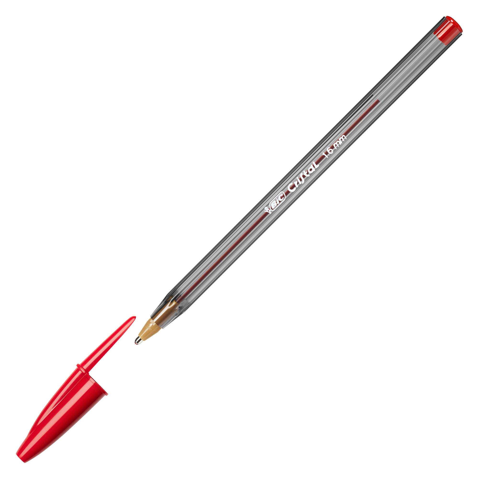 Bic Cristal Large Stylo bille 1,6 mm, rouge, Lot de 50