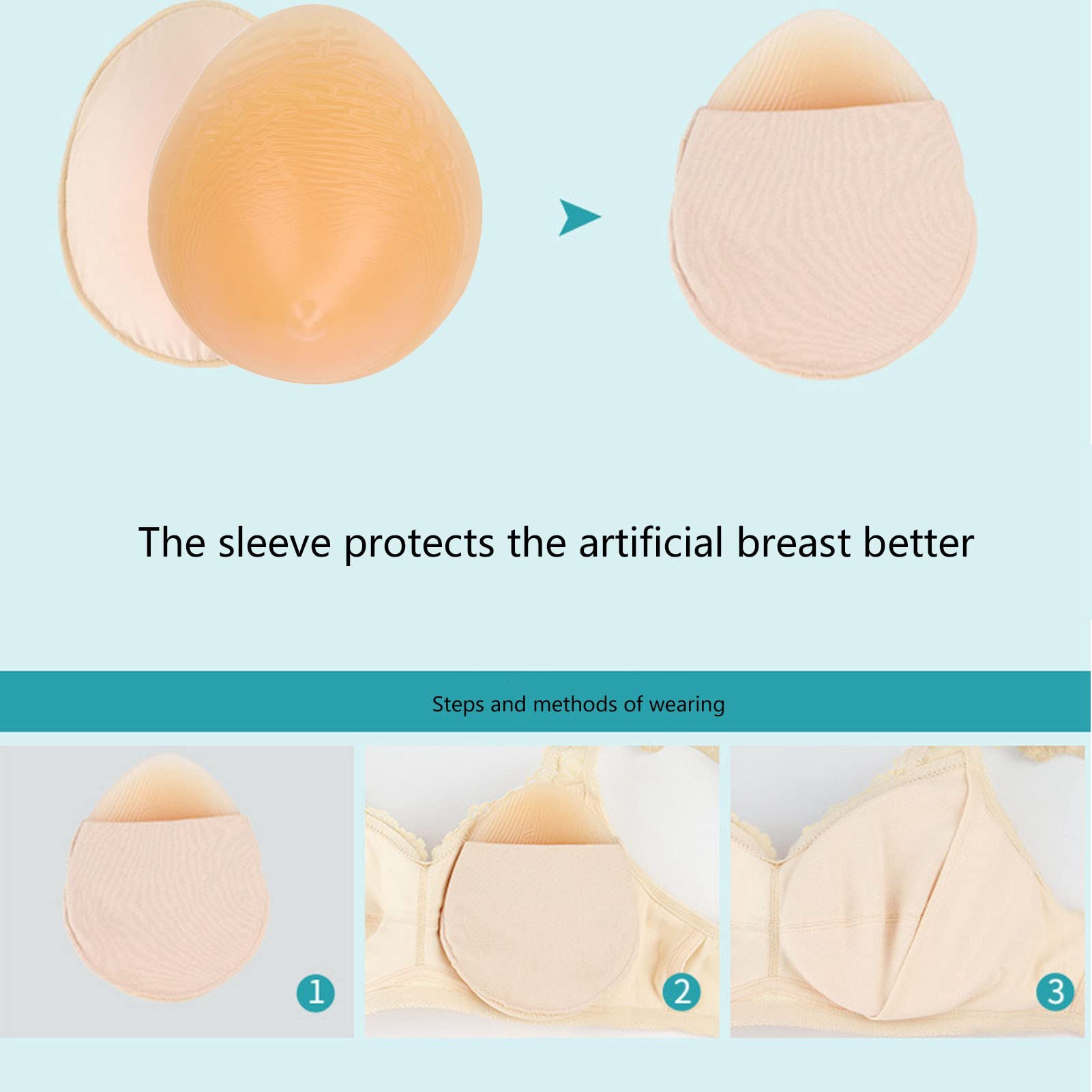 Forme Mammarie in Silicone, Tette Finte Riutilizzabili a Forma di Goccia 150 G, Seni Finti Artificiali Morbido, Protesi per Mastectomia Inserti Reggiseno Travestiti Crossdress