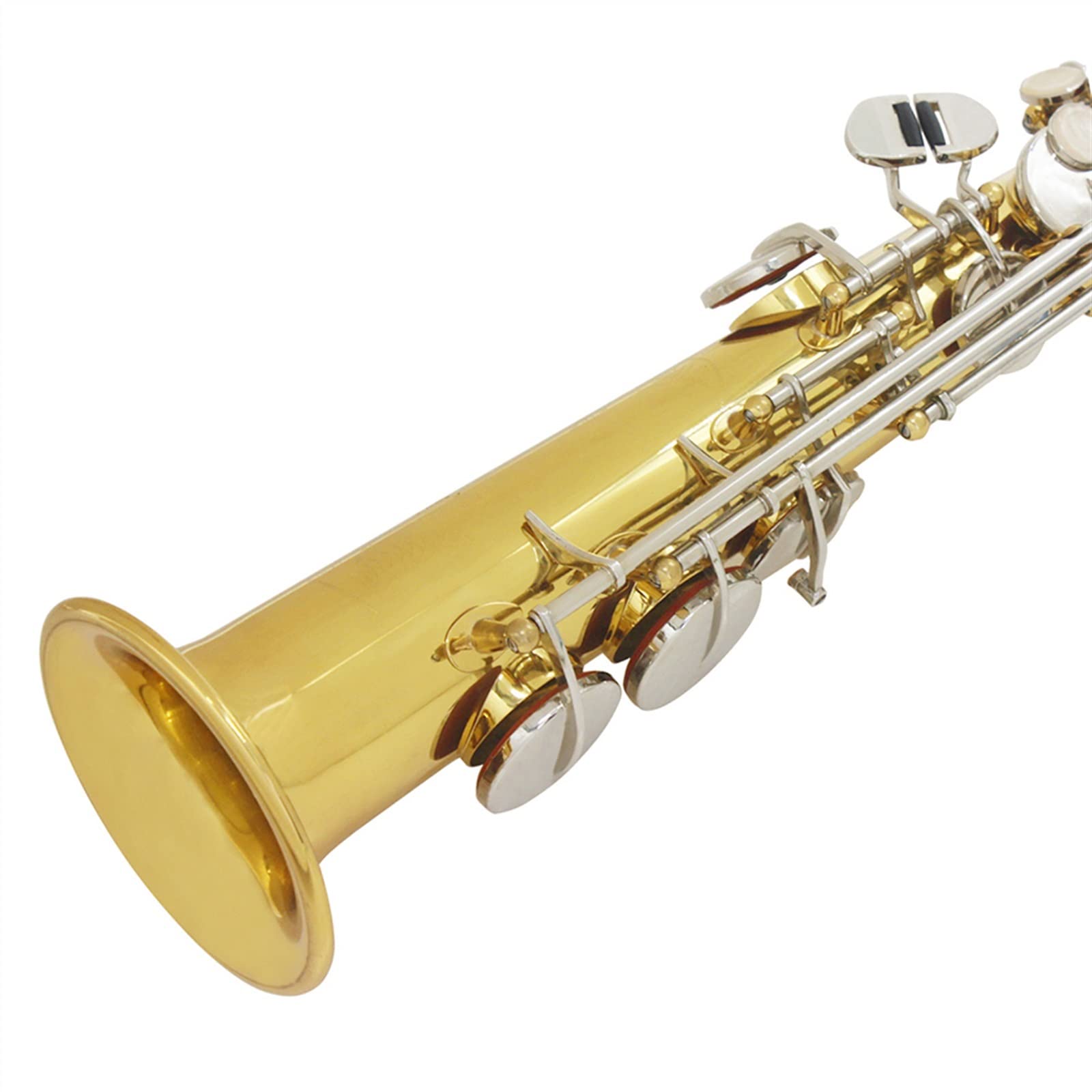 Saxofón Profesional Saxofón BB Latón Tubo Recto Sax Instrumento Musical De Viento De Madera con Caja De Cuero