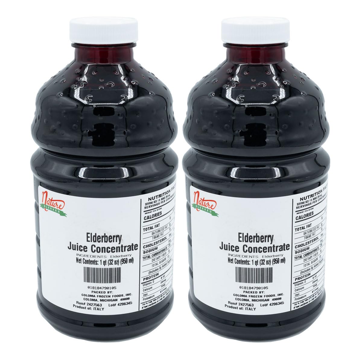Nature Blessed 100% Pure Elderberry Fruit Juice Concentrate - 2 Quarts (2/32 fl oz bottes), Perfect for Mead, Wine, Brewing, Ale