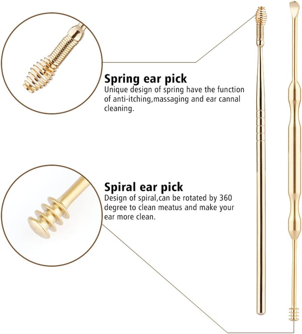 Healifty 3sets Stainless Steel Spiral Ear Picks Ear Cleaning Spoon Kit Designs for Family Use Earpicks for Removal