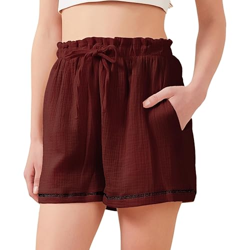 Women's Shorts High Waisted Summer Casual Shorts for Women 2024 Fashion Loose Elastic Cruise Ladies Shorts with Pockets