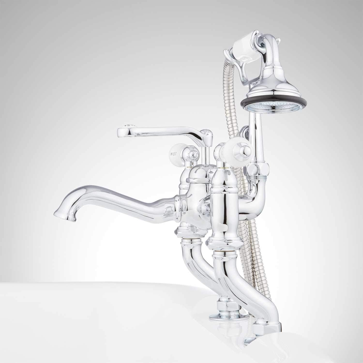 Signature Hardware 205509 Glenwood Deck Mounted Roman Tub Filler with Variable Couplers- Includes Telephone Style Hand Shower - Oil Rubbed Bronze
