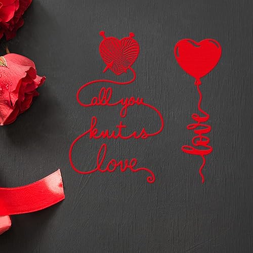 Miniatura 4 de Troqueles de globo de metal con forma de corazón para hacer tarjetas, palabras de amor, troqueles de corte de encaje para confesión de boda,