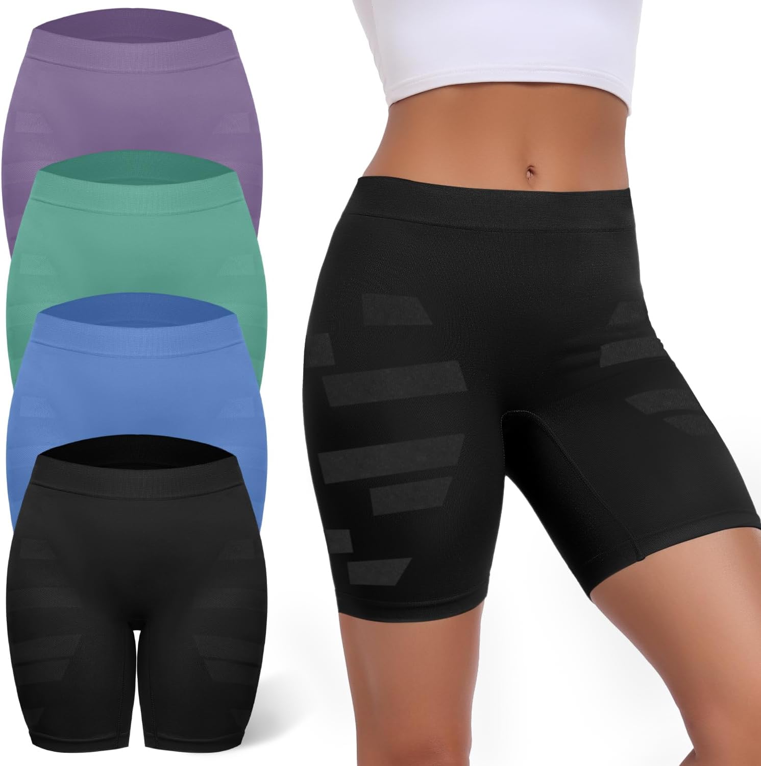 Women’s Slip Short for Under Dresses Seamless Smooth Workout Yoga Bike Shorts Anti Chafing Underwear 4 Pack