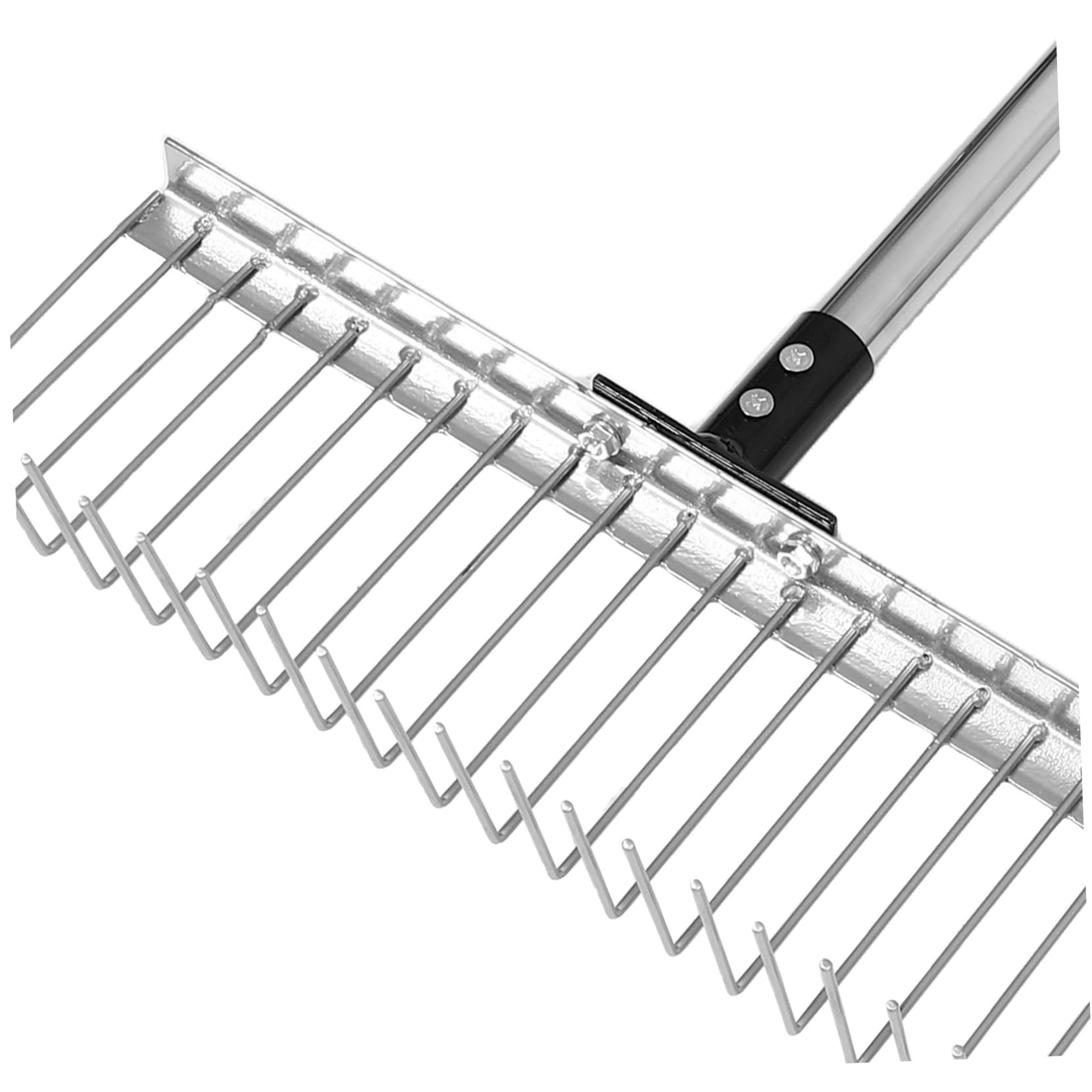 Verstellbarer Rasenrechen mit 21 Zähnen aus Edelstahl Ergonomisches Design und Abnehmbarer Griff für Gartenarbeit und Grasentfernung
