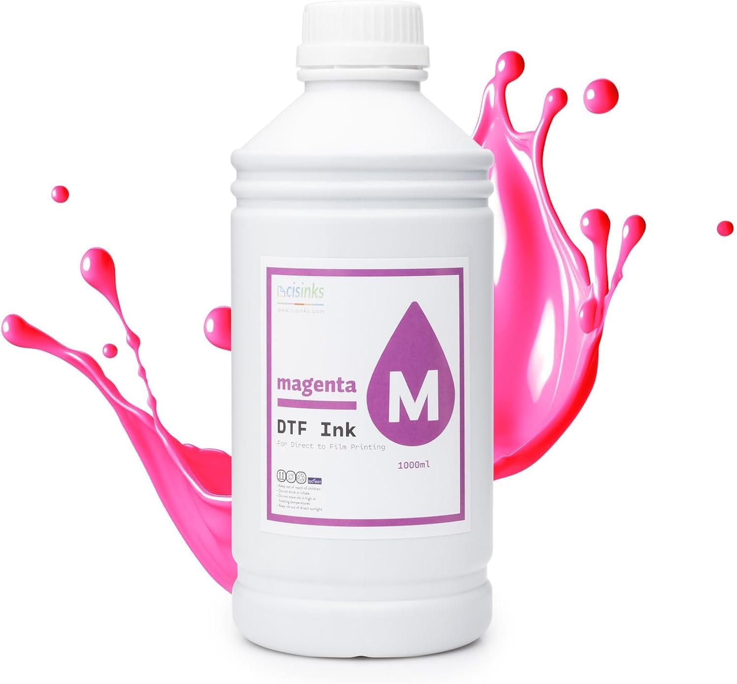 Premium DTF Ink Bottle Refill Set 1000ML- Direct to Film Heat Transfer Printing, Conversion Kit, Compatible w/DTF Film-Magenta