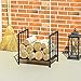 Outsunny Metal Firewood Log Holder Indoor Outdoor Firewood Rack Fireplace Wood Storage Shelf w/Handles, Rust-Resistant, Black, 39L x 32.5W x 46Hcm Outsunny Metal Firewood Log Holder Indoor Outdoor Firewood Rack Fireplace Wood Storage Shelf w/Handles, Rust-Resistant, Black, 39L x 32.5W x 46Hcm