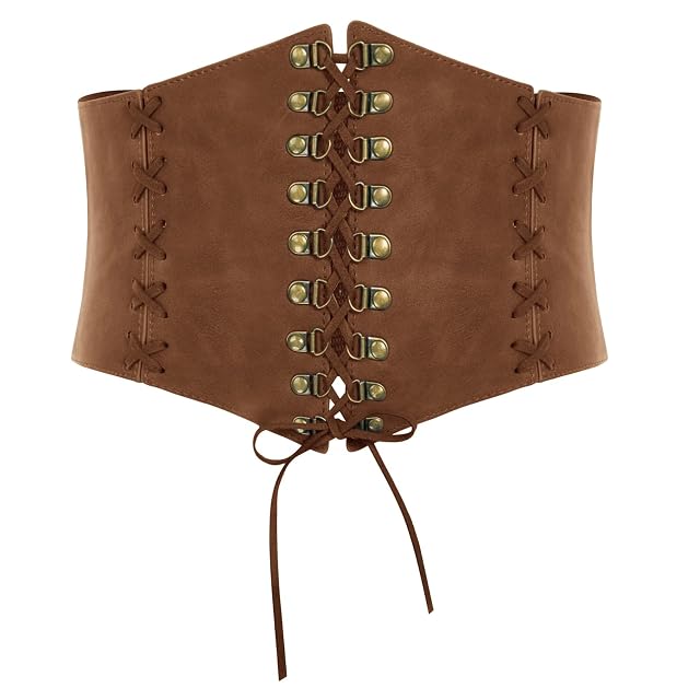 Scarlet Darkness Women Wide Belt Elastic Waist Belt Lace-up Corset Belts for Dress