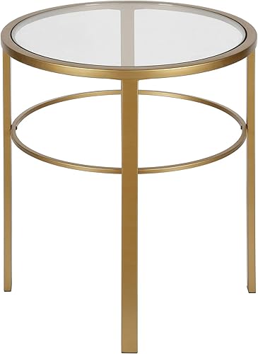 Miniatura 4 de Henn&Hart Mesa auxiliar redonda de 20 pulgadas de ancho en latón, mesa para sala de estar, dormitorio Latón,Níquel Satinado,bronce oscurecido,Blanco