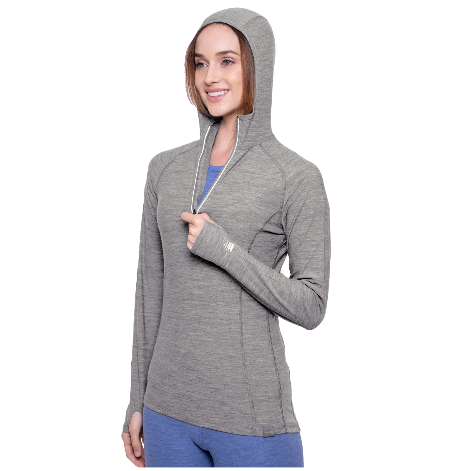 MERIWOOL Women’s Base Layer Hoodie Lightweight Merino Wool